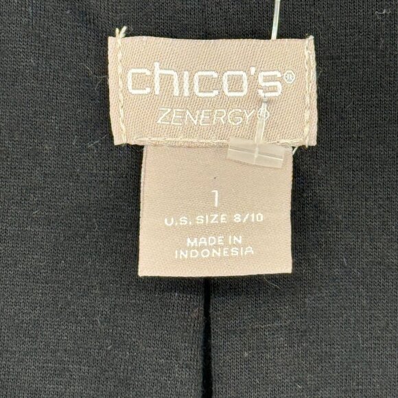 Chico's 1 Zenergy Polka Dot Quilted Jacket Black White Size medium pockets - Picture 3 of 12